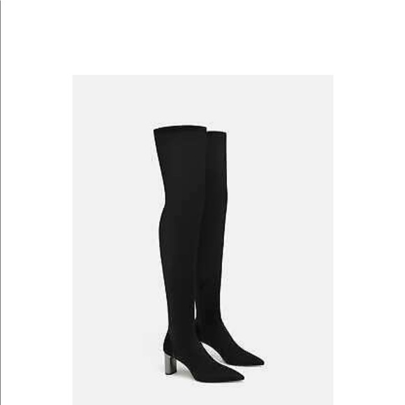 ZARA - OTK Fabric Black Boots with Metallic Heel - Picture 3 of 8